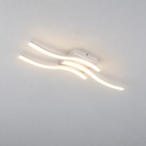 Plafoniera led 18w 4000k per soggiorno moderna bianca con 3 bacchette ondulate