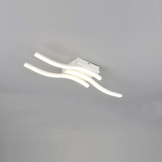 Plafoniera led 18w 4000k per soggiorno moderna bianca con 3 bacchette ondulate