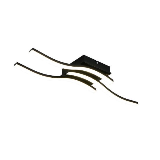 Plafoniera led 18w 4000k per soggiorno moderna nera con 3 bacchette ondulate