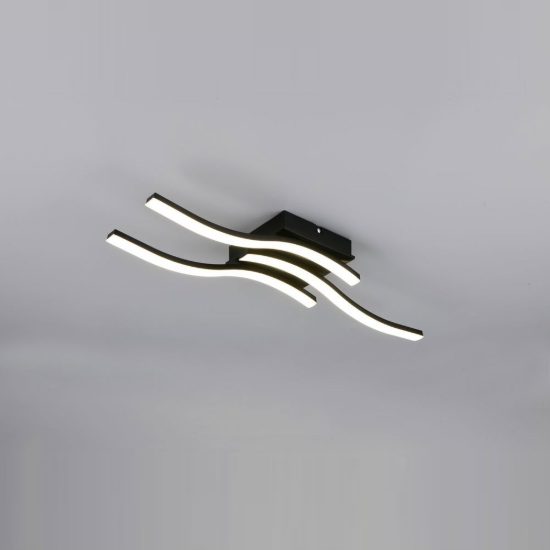 Plafoniera led 18w 4000k per soggiorno moderna nera con 3 bacchette ondulate