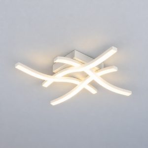 Plafoniera led 22w 4000k per soggiorno moderna bianca con 4 bacchette ondulate
