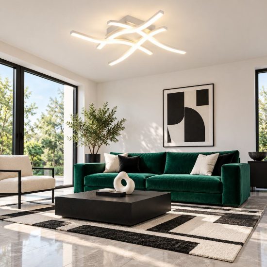 Plafoniera led 22w 4000k per soggiorno moderna bianca con 4 bacchette ondulate