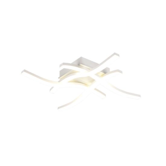 Plafoniera led 22w 4000k per soggiorno moderna bianca con 4 bacchette ondulate