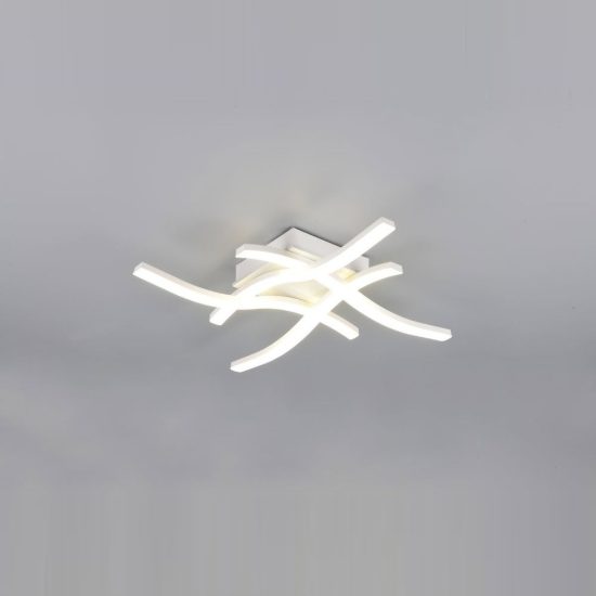Plafoniera led 22w 4000k per soggiorno moderna bianca con 4 bacchette ondulate