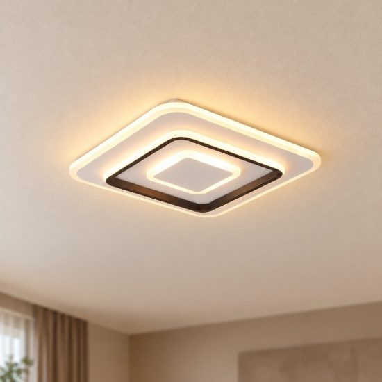 Plafoniera led 46w cct 2700k 6000k con telecomando moderna quadrata bianca