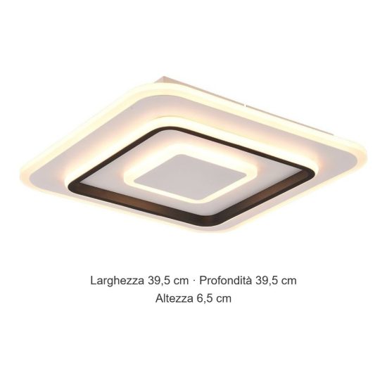 Plafoniera led 46w cct 2700k 6000k con telecomando moderna quadrata bianca