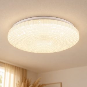 Plafoniera led 16w 3000k moderna rotonda bianca con diffusore lavorato effetto cielo stellato