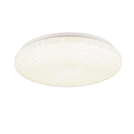 Plafoniera led 16w 3000k moderna rotonda bianca con diffusore lavorato effetto cielo stellato