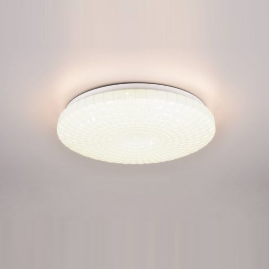 Plafoniera led 16w 3000k moderna rotonda bianca con diffusore lavorato effetto cielo stellato
