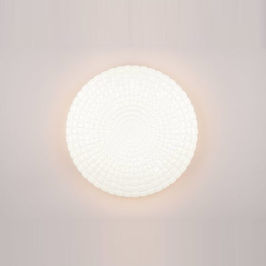 Plafoniera led 16w 3000k moderna rotonda bianca con diffusore lavorato effetto cielo stellato