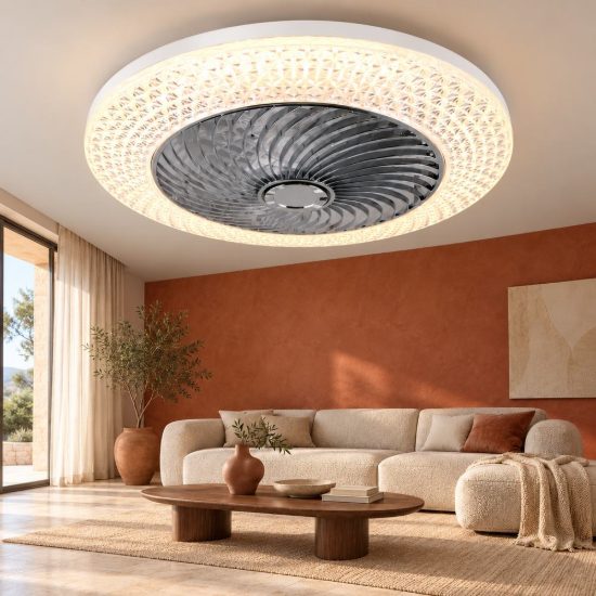 Ventilatore da soffitto con luce led 35w cct 2700k 6500k rgb con telecomando nero
