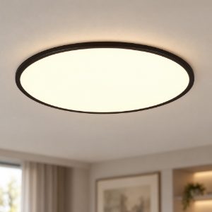 Plafoniera led 30w cct 3000k 6500k con telecomando per soggiorno rotonda nera retroilluminata