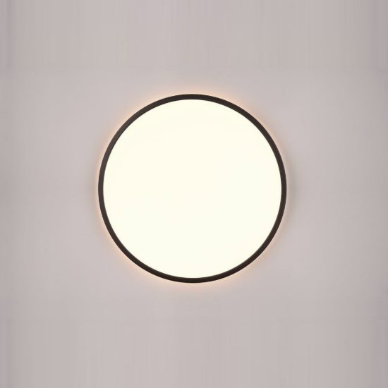 Plafoniera led 30w cct 3000k 6500k con telecomando per soggiorno rotonda nera retroilluminata