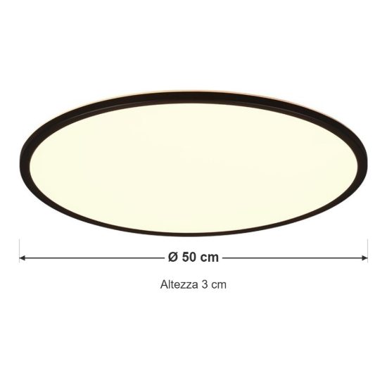 Plafoniera led 30w cct 3000k 6500k con telecomando per soggiorno rotonda nera retroilluminata