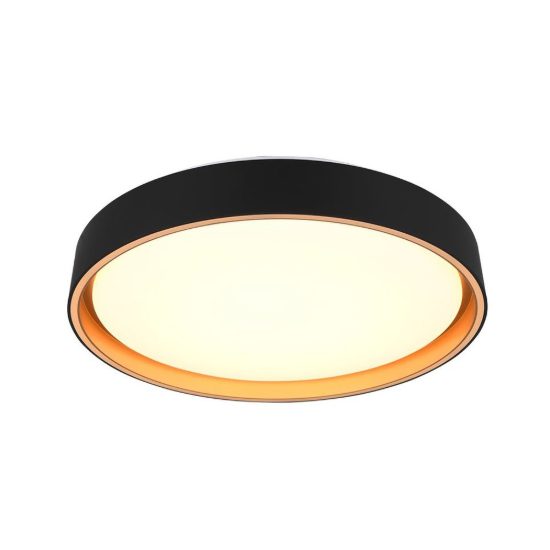 Plafoniera led 24w cct 2700k 6500k con telecomando moderna rotonda nera oro