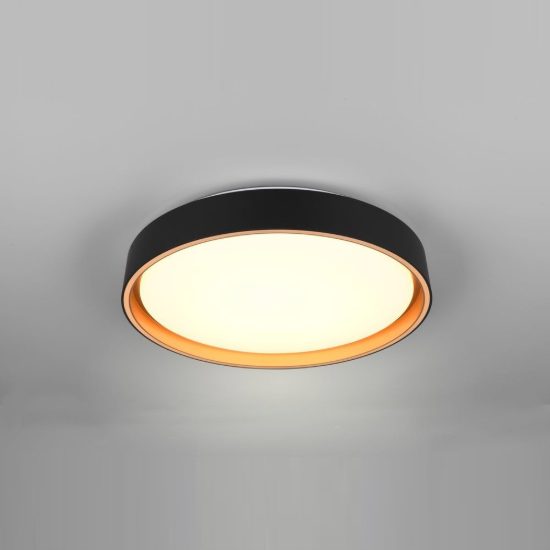 Plafoniera led 24w cct 2700k 6500k con telecomando moderna rotonda nera oro