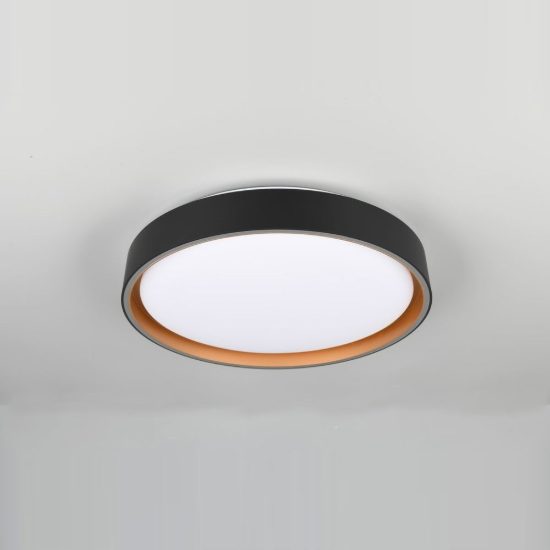 Plafoniera led 24w cct 2700k 6500k con telecomando moderna rotonda nera oro