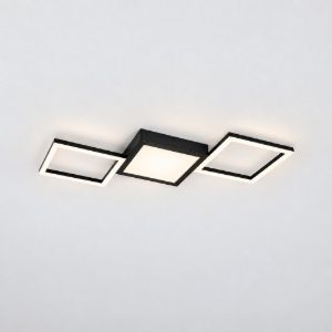 Plafoniera led 24w 3000k per soggiorno moderna nera a 3 cornici rettangolari effetto infinito