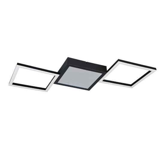 Plafoniera led 24w 3000k per soggiorno moderna nera a 3 cornici rettangolari effetto infinito