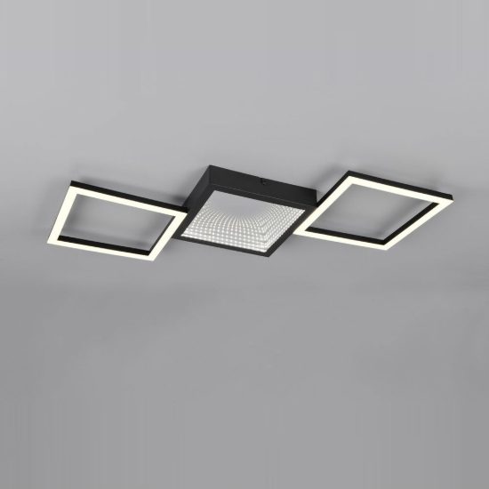 Plafoniera led 24w 3000k per soggiorno moderna nera a 3 cornici rettangolari effetto infinito