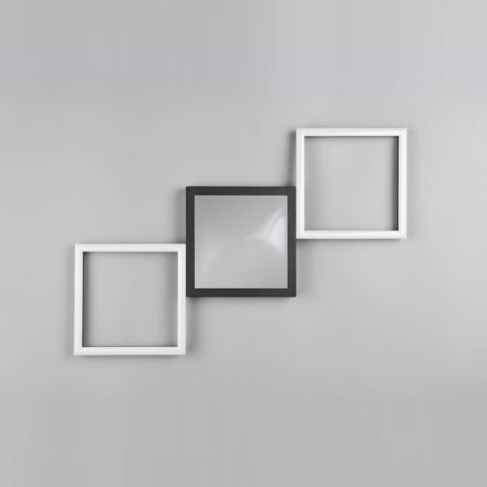 Plafoniera led 24w 3000k per soggiorno moderna nera a 3 cornici rettangolari effetto infinito