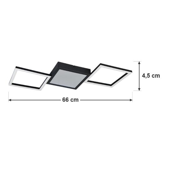 Plafoniera led 24w 3000k per soggiorno moderna nera a 3 cornici rettangolari effetto infinito