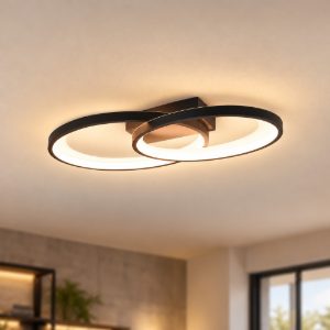 Plafoniera led 25w 3000k per soggiorno moderna a doppia ellisse nera bianca