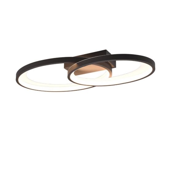 Plafoniera led 25w 3000k per soggiorno moderna a doppia ellisse nera bianca