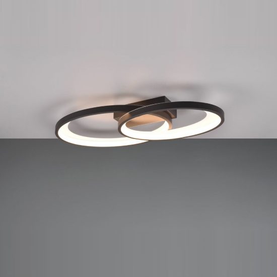 Plafoniera led 25w 3000k per soggiorno moderna a doppia ellisse nera bianca