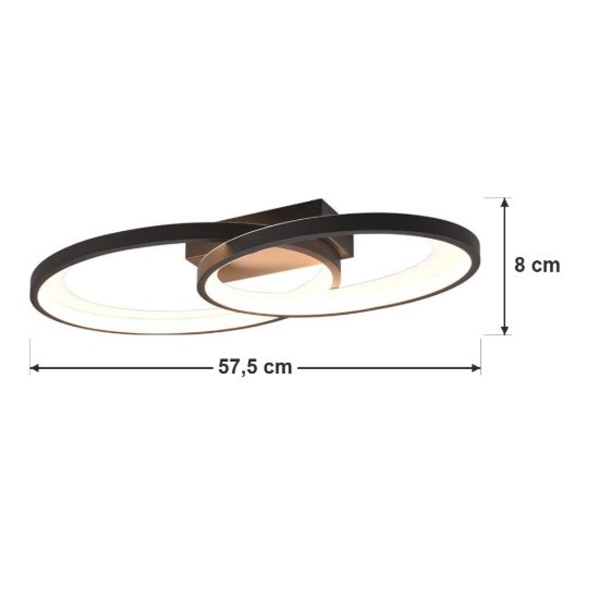 Plafoniera led 25w 3000k per soggiorno moderna a doppia ellisse nera bianca