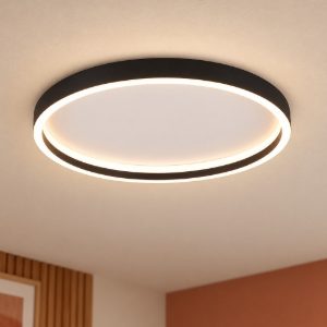 Plafoniera led 20w 3000k moderna rotonda con bordo in metallo nero