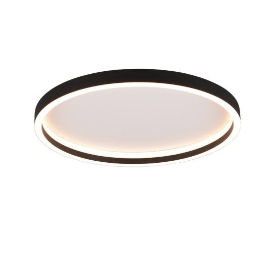 Plafoniera led 20w 3000k moderna rotonda con bordo in metallo nero