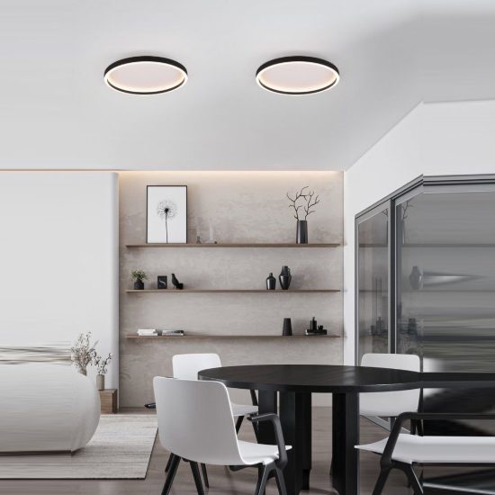 Plafoniera led 20w 3000k moderna rotonda con bordo in metallo nero