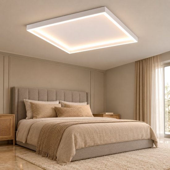 Plafoniera led 20w 3000k moderna quadrata con bordo in metallo bianco