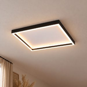 Plafoniera led 20w 3000k moderna quadrata con bordo in metallo nero