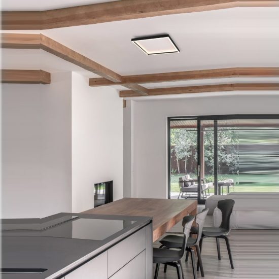 Plafoniera led 20w 3000k moderna quadrata con bordo in metallo nero