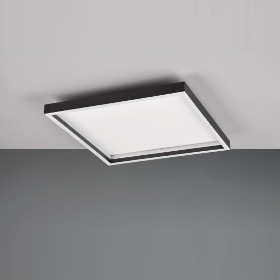 Plafoniera led 20w 3000k moderna quadrata con bordo in metallo nero