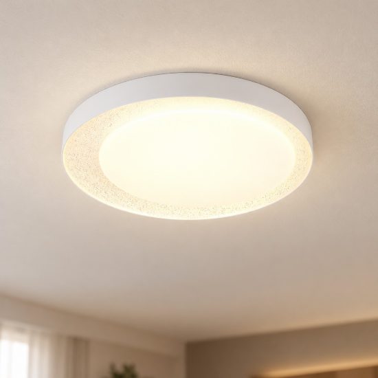 Plafoniera led 24w cct 2700k 6500k con telecomando rotonda bianca con decoro trasparente