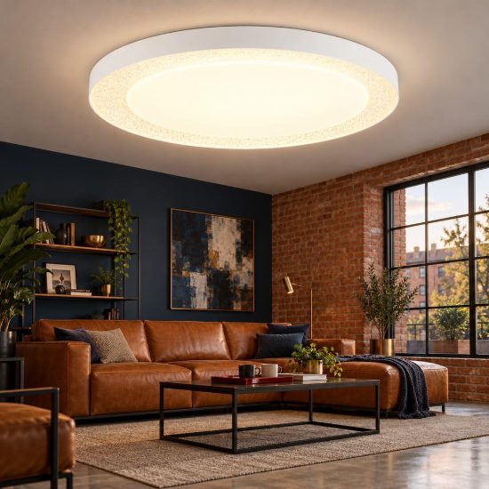 Plafoniera led 24w cct 2700k 6500k con telecomando rotonda bianca con decoro trasparente