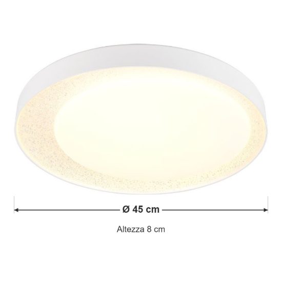 Plafoniera led 24w cct 2700k 6500k con telecomando rotonda bianca con decoro trasparente