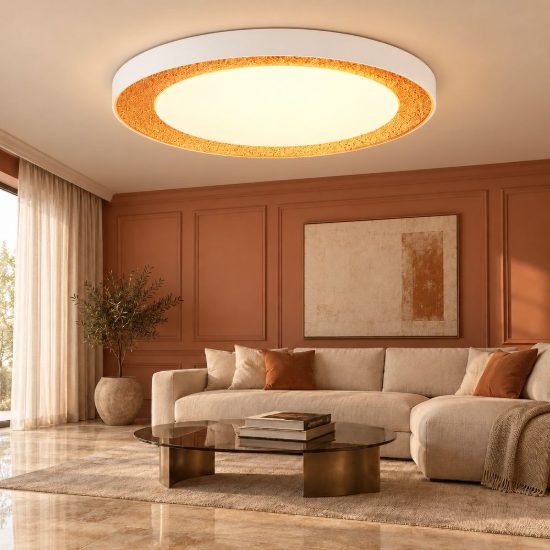 Plafoniera led 24w cct 2700k 6500k con telecomando rotonda bianca con decoro oro