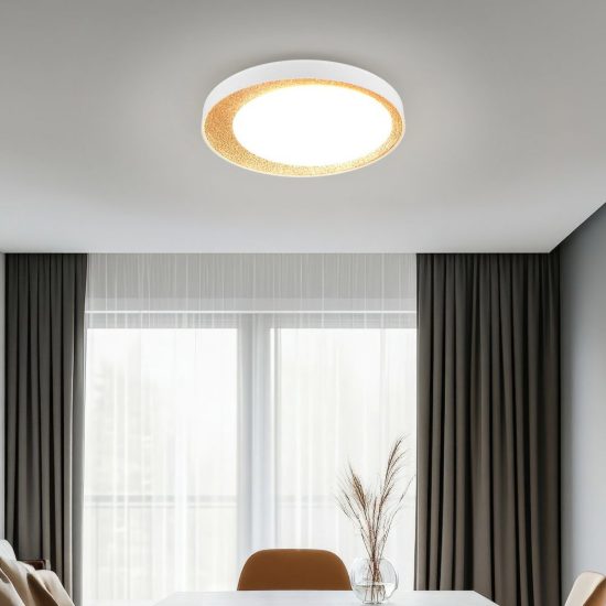 Plafoniera led 24w cct 2700k 6500k con telecomando rotonda bianca con decoro oro