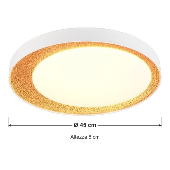 Plafoniera led 24w cct 2700k 6500k con telecomando rotonda bianca con decoro oro