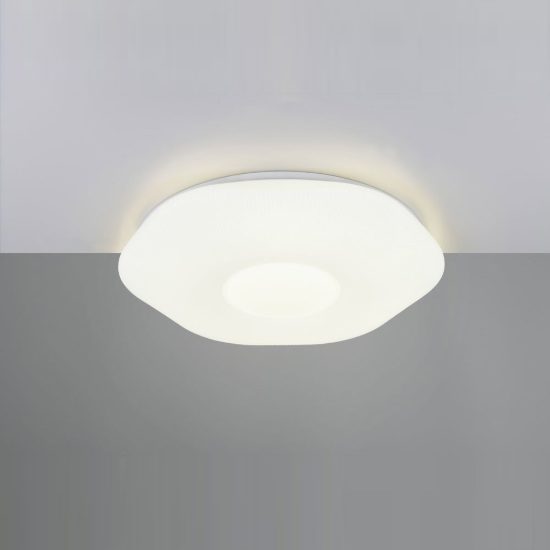 Plafoniera led 24w 4000k per soggiorno moderna esagonale bianca con diffusore rigato