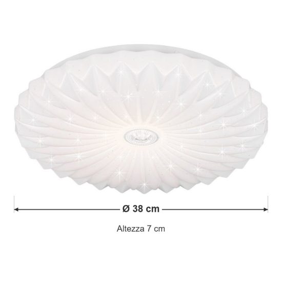 Plafoniera led 18w cct 2700k 6000k con telecomando rotonda bianca effetto cielo stellato