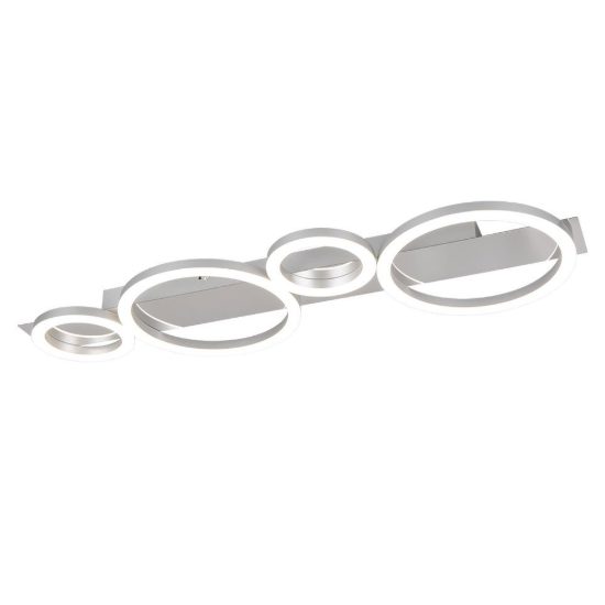 Plafoniera led 26,5w 4000k per soggiorno moderna cromo alluminio con 4 cerchi luminosi