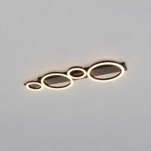 Plafoniera led 26,5w 3000k per soggiorno moderna nera con 4 cerchi luminosi