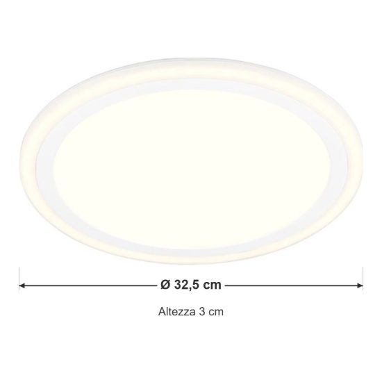 Plafoniera led 11w 3000k moderna rotonda bianca con anelli luminosi