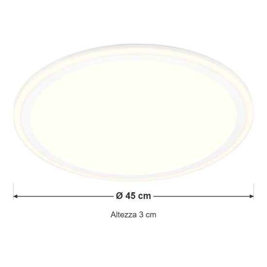 Plafoniera led 16w 3000k per soggiorno moderna rotonda bianca con anelli luminosi
