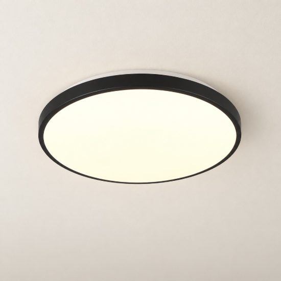 Plafoniera led 22w 3000k con sensore di movimento crepuscolare rotonda bianca con bordo nero
